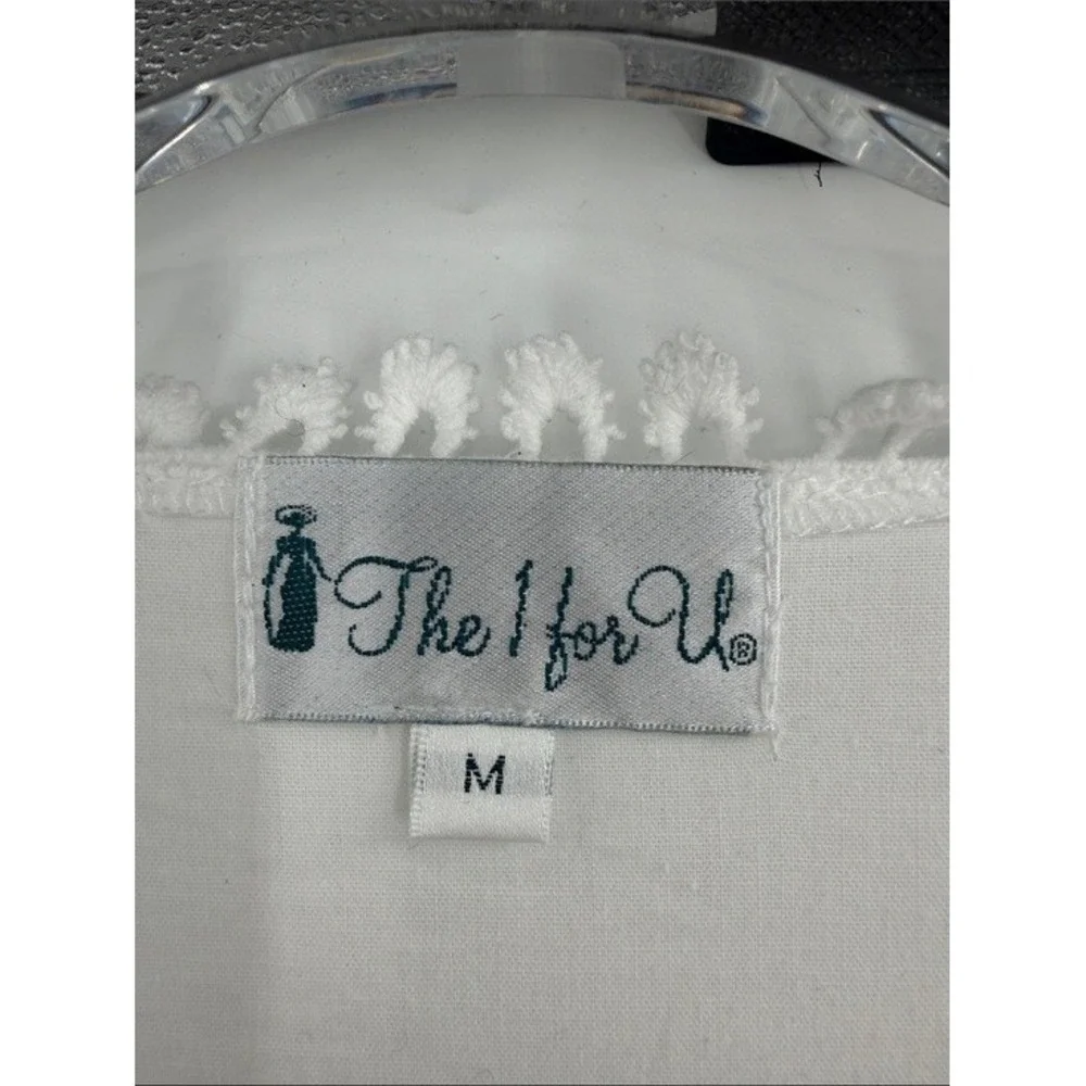 The 1 for U White Cotton Victorian‎ Nightgown Robe Eyelet Lace Frog Closure Q424